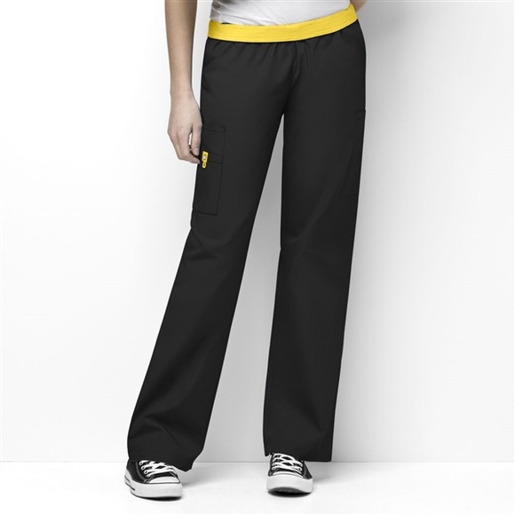 WonderWink Pants - WonderWink Scrub Pants Elastic band yellow black large petite LP Pockets